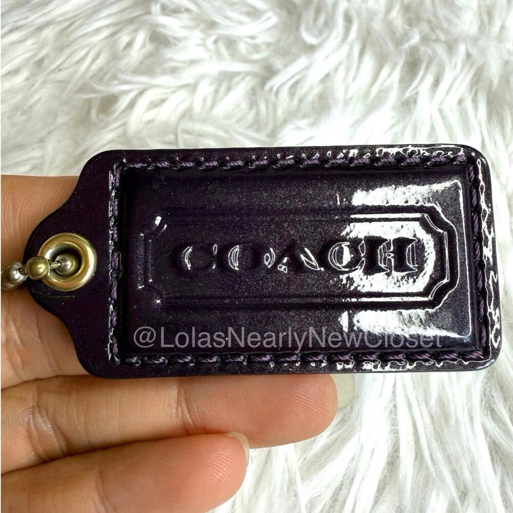 2" COACH Dark Purple Fob Bag Charm Hang tag Hangtag
